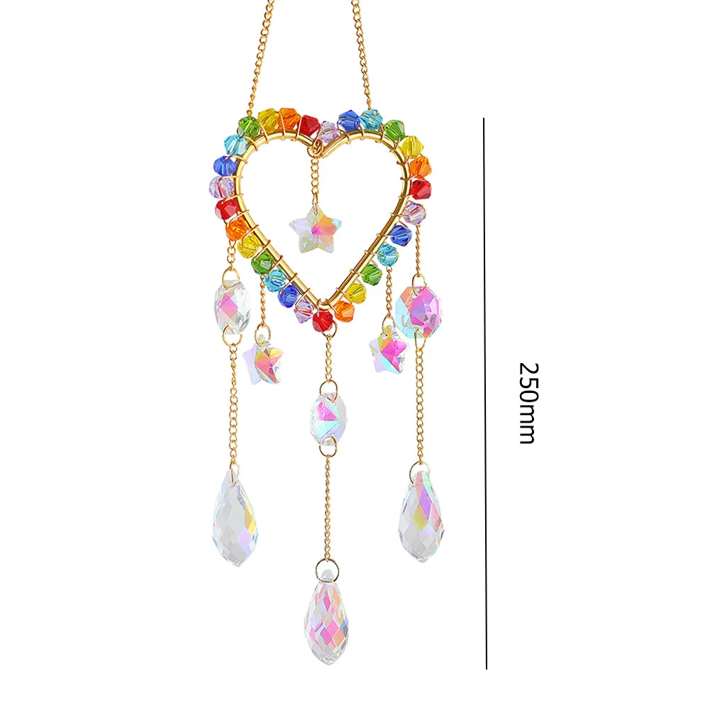 New Style Star Moon Crystal Wind Chime Butterfly Hanging Rainbow Chaser Diamond Prisms Pendant Dream Catcher Home Garden Decor