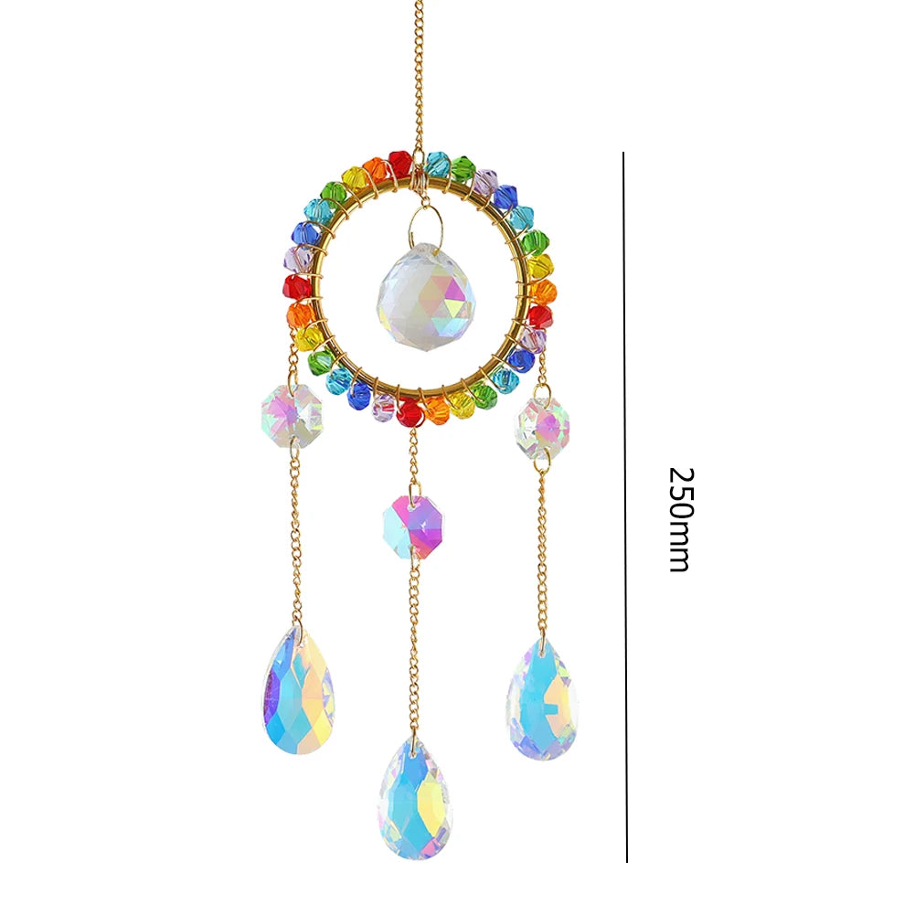 New Style Star Moon Crystal Wind Chime Butterfly Hanging Rainbow Chaser Diamond Prisms Pendant Dream Catcher Home Garden Decor